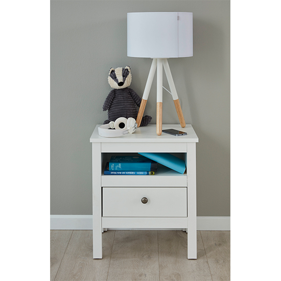 Valdo Wooden Kids Room Bedside Table In White