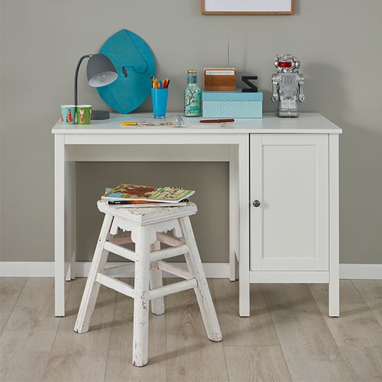 Product photograph of Valdo Wooden Kids Study Desk In White from Furniture in Fashion