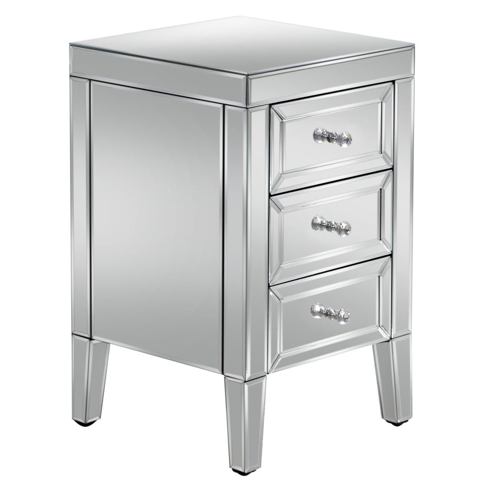 Valence Mirrored Bedside Cabinet With 3 Drawers In Silver