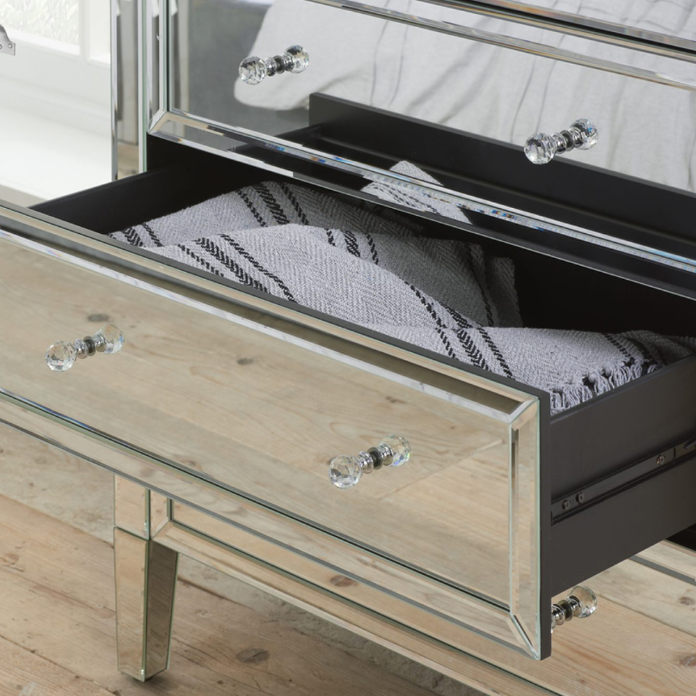 Valence Mirrored Chest Of 3 Drawers In Silver