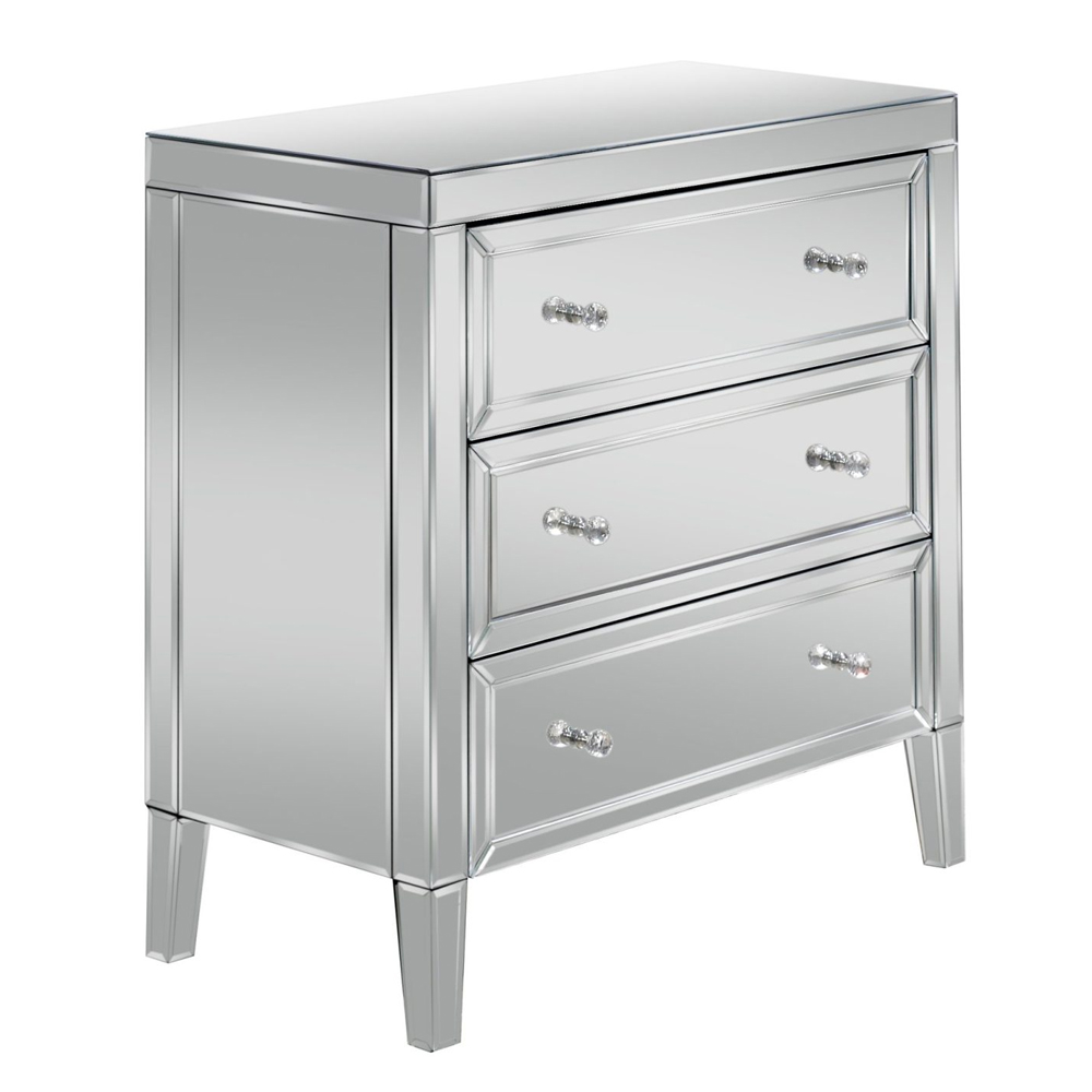 Valence Mirrored Chest Of 3 Drawers In Silver