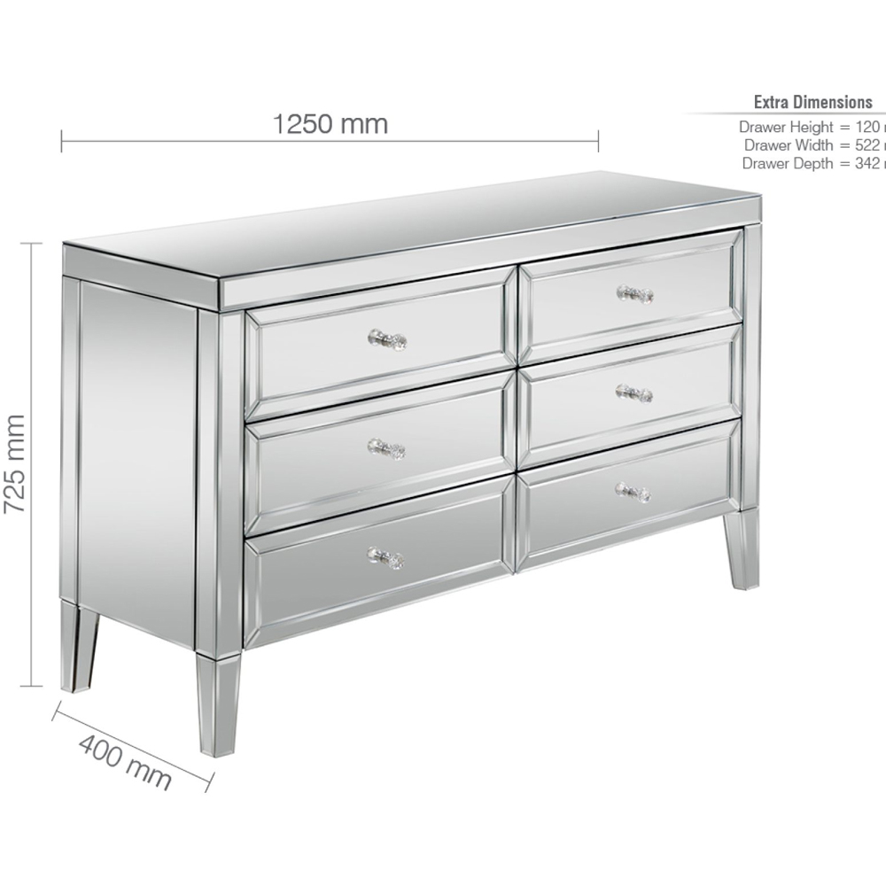Valence Mirrored Chest Of 3 Drawers In Silver