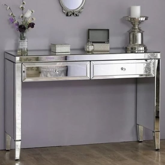 Read more about Valence mirrored dressing table with 2 drawers in silver