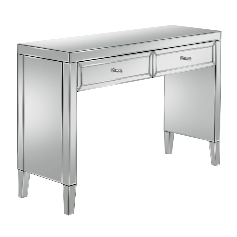 Valence Mirrored Dressing Table With 2 Drawers In Silver