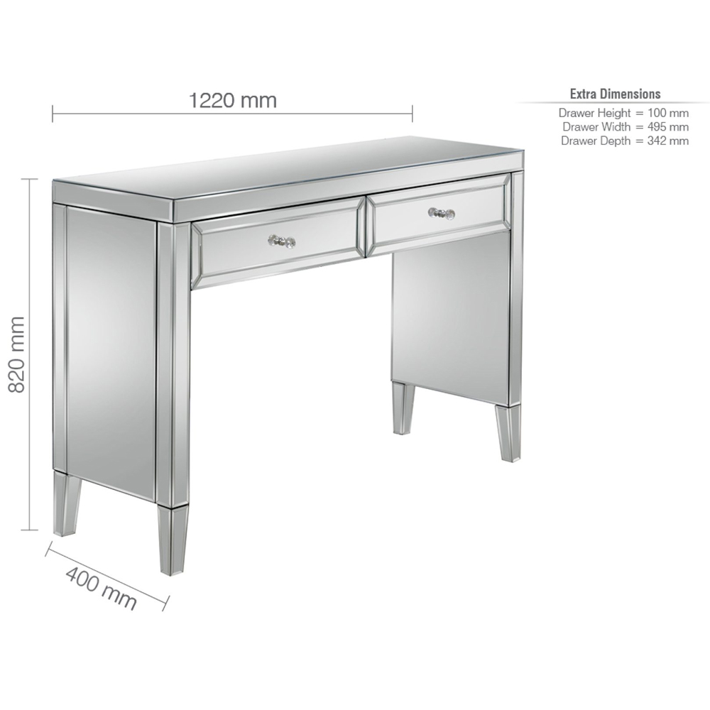 Valence Mirrored Dressing Table With 2 Drawers In Silver