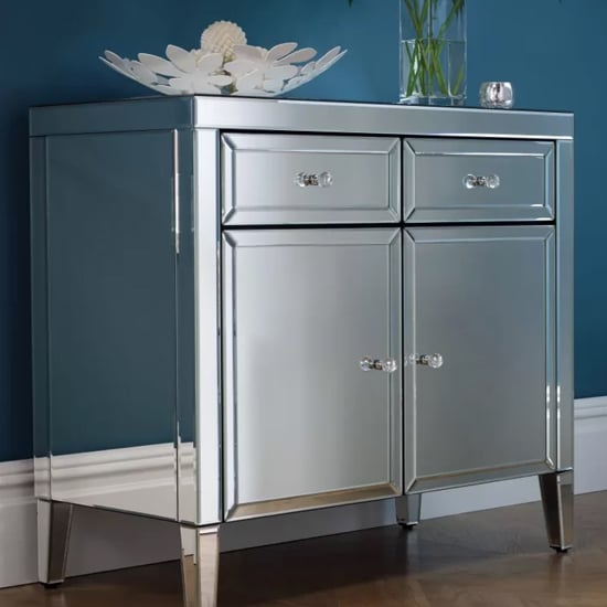Read more about Valence mirrored sideboard with 2 doors 2 drawers in silver