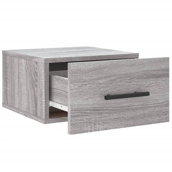 Valence Wall Hung Wooden Bedside Cabinet In Grey Sonoma Oak
