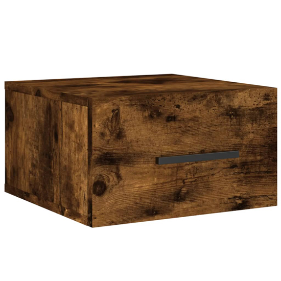 Valence Wall Hung Wooden Bedside Cabinet In Smoked Oak