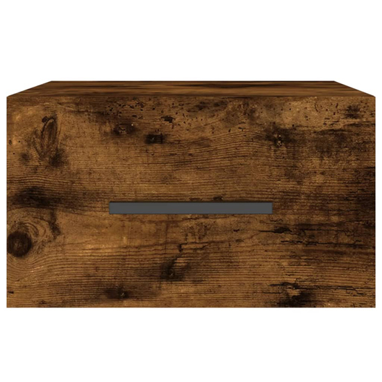Valence Wall Hung Wooden Bedside Cabinet In Smoked Oak