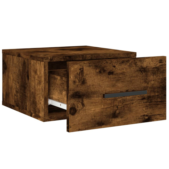 Valence Wall Hung Wooden Bedside Cabinet In Smoked Oak