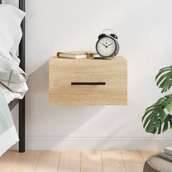 Product photograph of Valence Wall Hung Wooden Bedside Cabinet In Sonoma Oak from Furniture in Fashion
