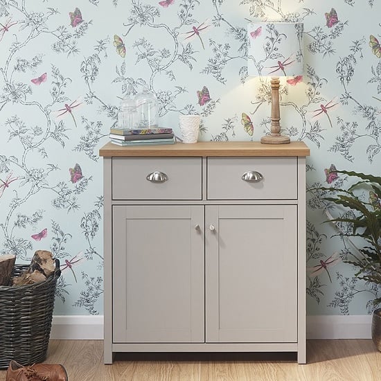 Photo of Loftus wooden compact sideboard in grey with 2 doors