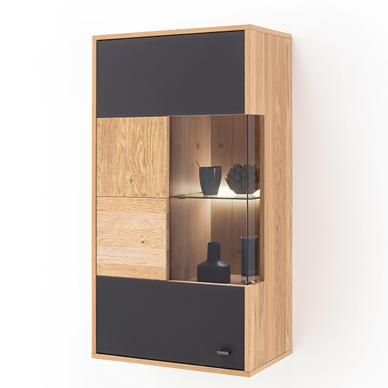 Valencia LED Wall Storage Cabinet In Bianco Oak And Anthracite_2