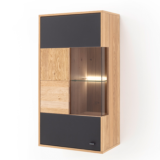 Valencia LED Wall Storage Cabinet In Bianco Oak And Anthracite_3