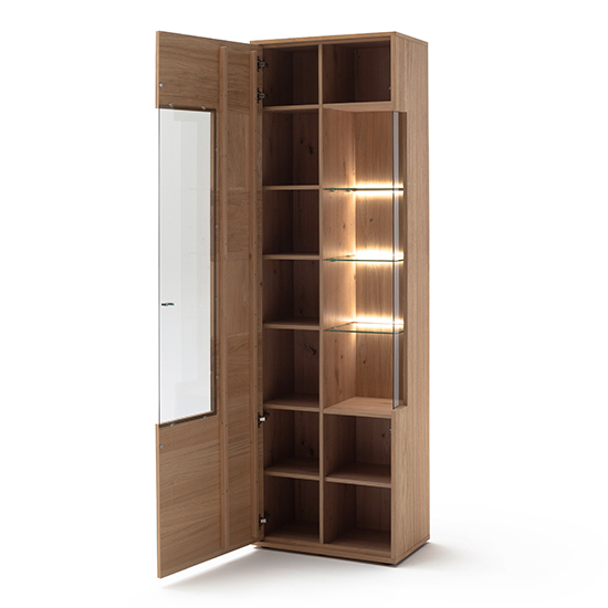 Valencia LED Wooden Display Cabinet In Bianco Oak And Anthracite_3