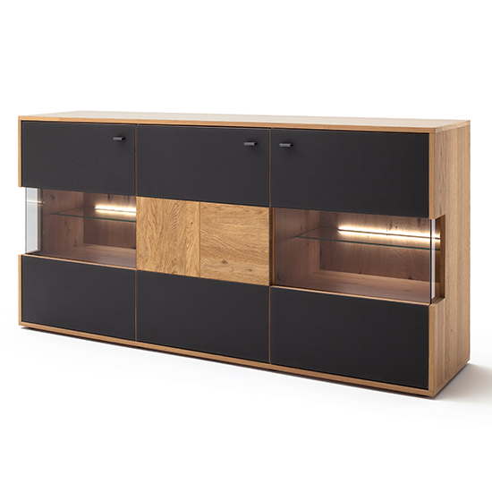Valencia LED Wooden Sideboard In Bianco Oak And Anthracite_2