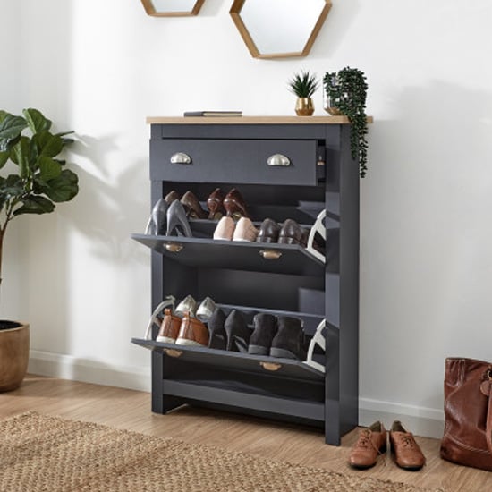 Loftus Shoe Storage Cabinet In Slate Blue And Oak_2
