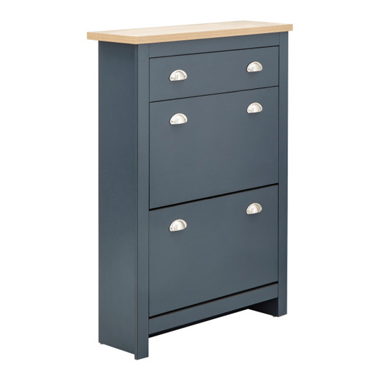 Loftus Shoe Storage Cabinet In Slate Blue And Oak_3