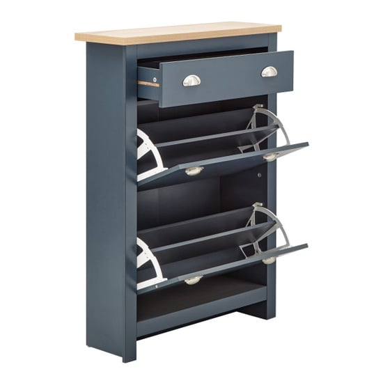 Loftus Shoe Storage Cabinet In Slate Blue And Oak_4