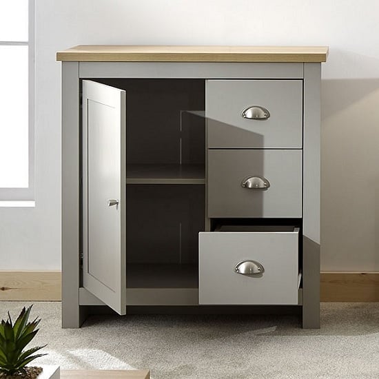 Valencia Wooden Storage Unit In Grey And Oak With 3 Drawers Sale