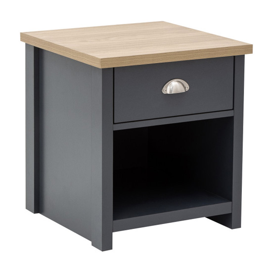 Loftus Wooden 1 Drawer Lamp Table In Salte Blue And Oak_3