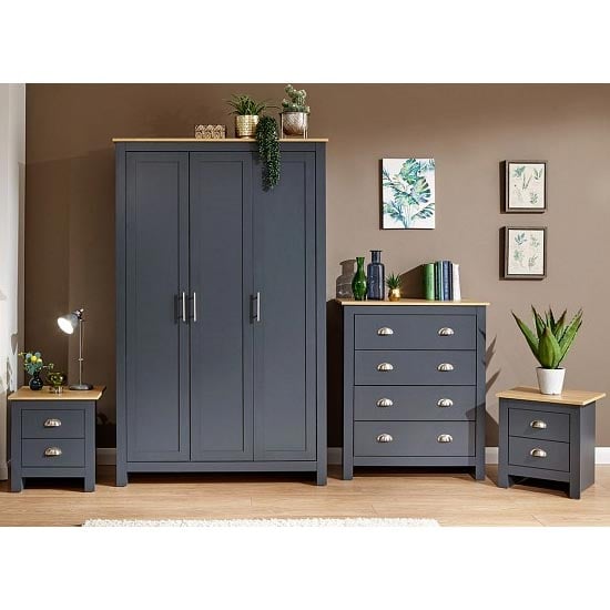 Loftus Wooden 4Pc Bedroom Furniture Set In Blue