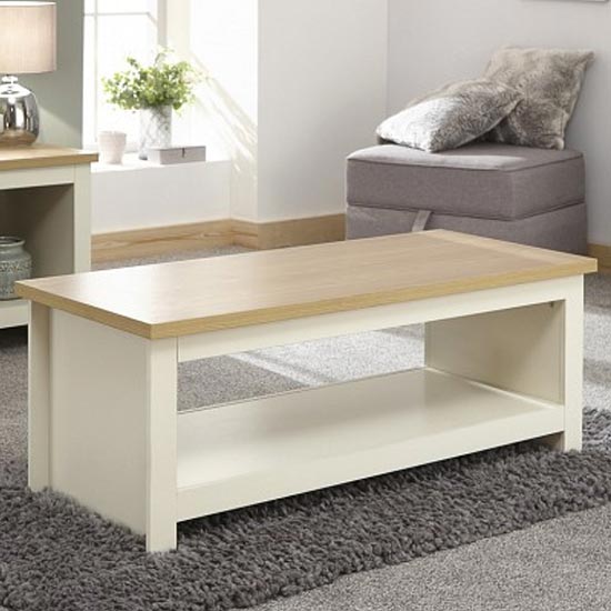 Valencia Wooden Coffee Table With Shelf In Cream Furniture In Fashion