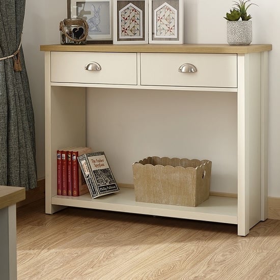 Product photograph of Loftus Wooden Console Table In Cream With 2 Drawers from Furniture in Fashion