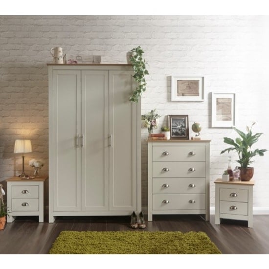 Product photograph of Loftus Wooden Bedroom Furniture Set In Cream With Oak Top from Furniture in Fashion