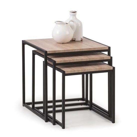 Read more about Tacita nest of tables in sonoma oak and black metal frame