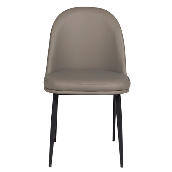 Valente Grey Leather Dining Chairs With Metal Legs In Pair Furniture