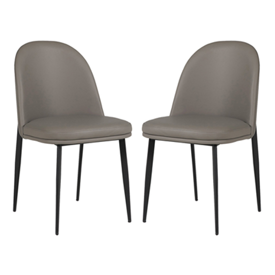 Valente Grey Leather Dining Chairs With Metal Legs In Pair Furniture