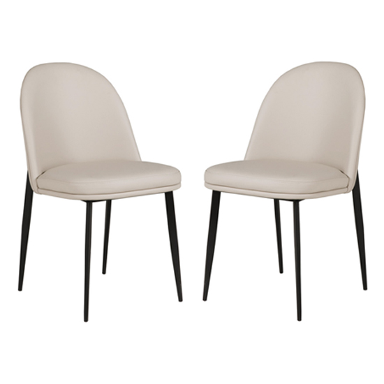Valente Taupe Leather Dining Chairs With Metal Legs In Pair | Furniture ...
