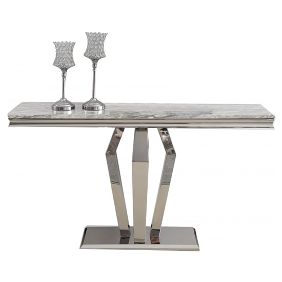 Valentino Grey Marble Console Table With Silver Steel Legs_2