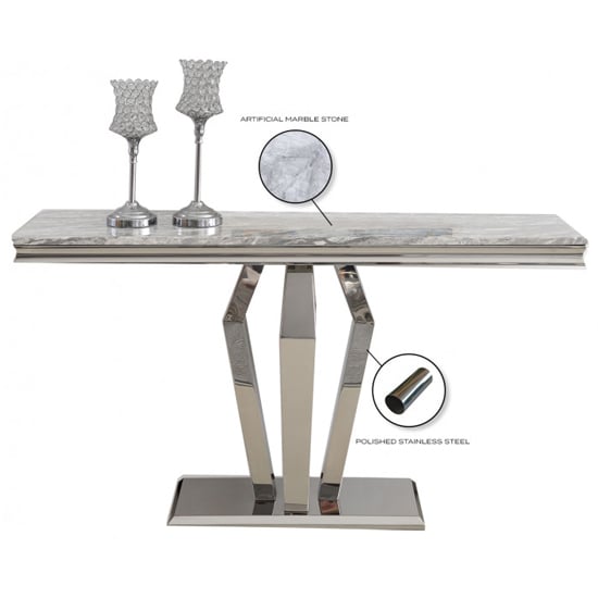 Valentino Grey Marble Console Table With Silver Steel Legs_4