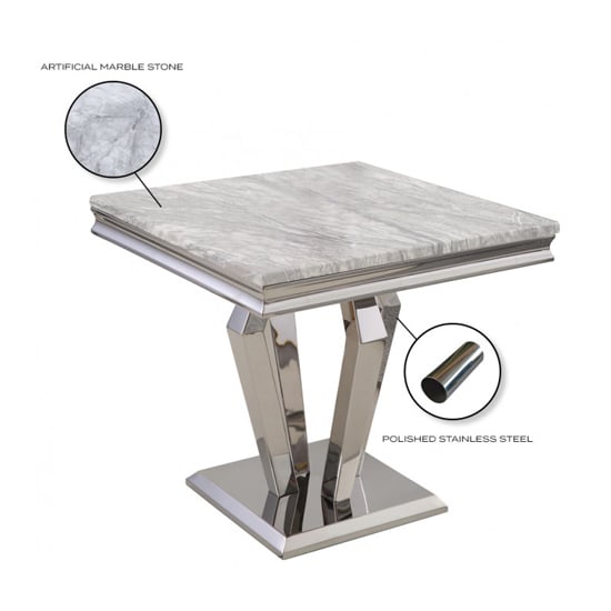 Valentino Grey Marble Side Table With Chrome Steel Legs_4