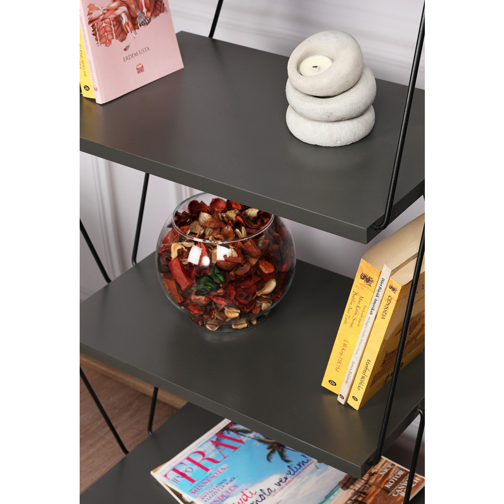 Valenza Wooden Bookcase With 5 Shelves In Anthracite
