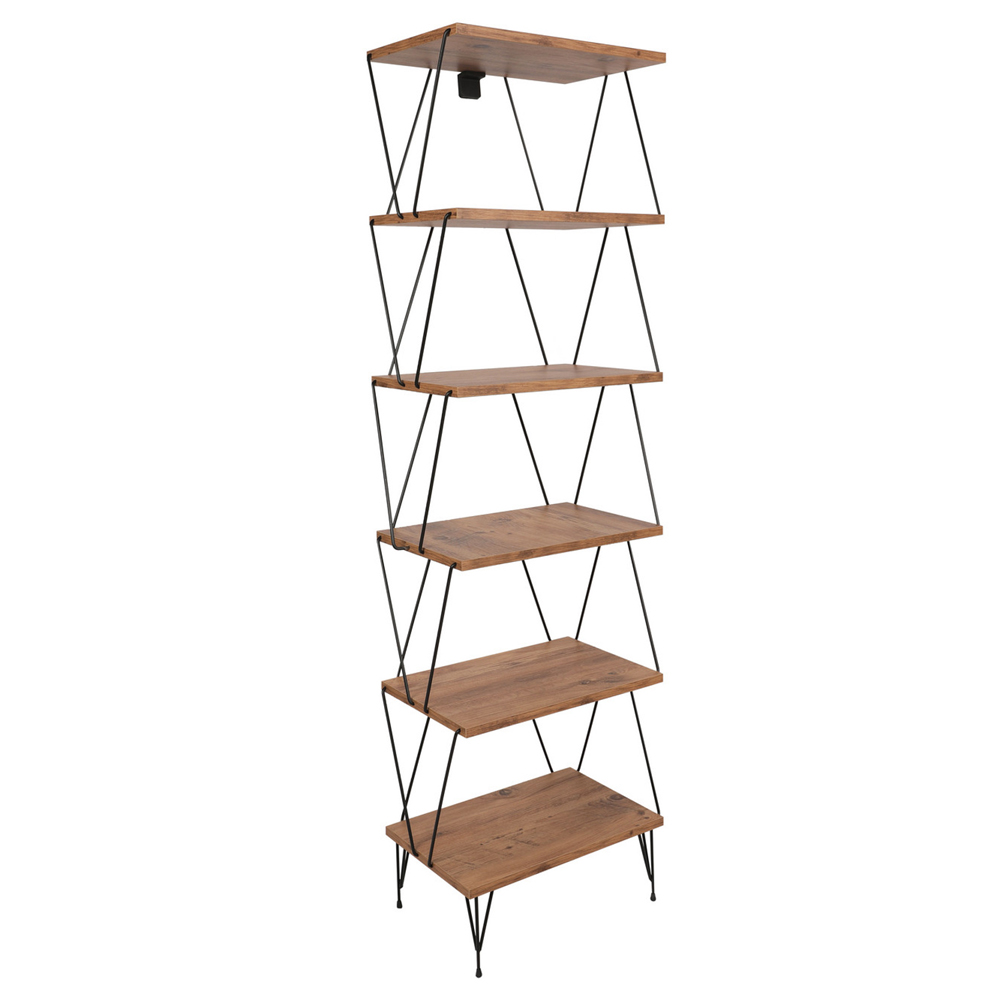 Valenza Wooden Bookcase With 5 Shelves In Pine