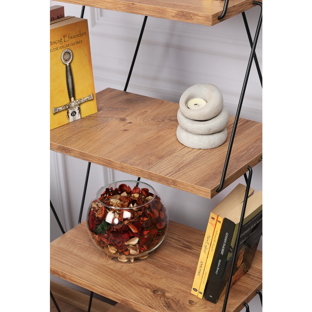 Valenza Wooden Bookcase With 5 Shelves In Pine