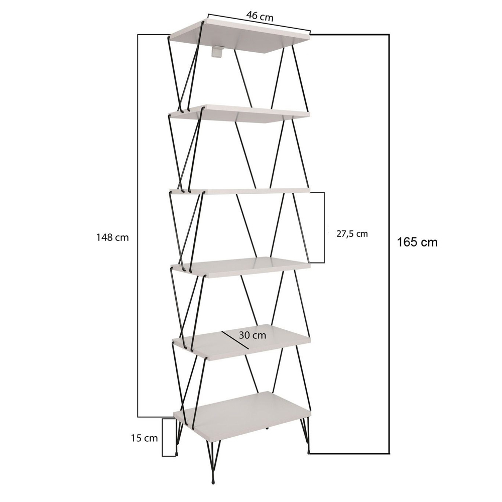 Valenza Wooden Bookcase With 5 Shelves In White