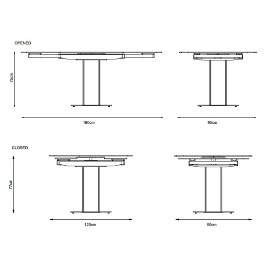 Valera Swivel Extending Ceramic Dining Table In Dark Grey_4