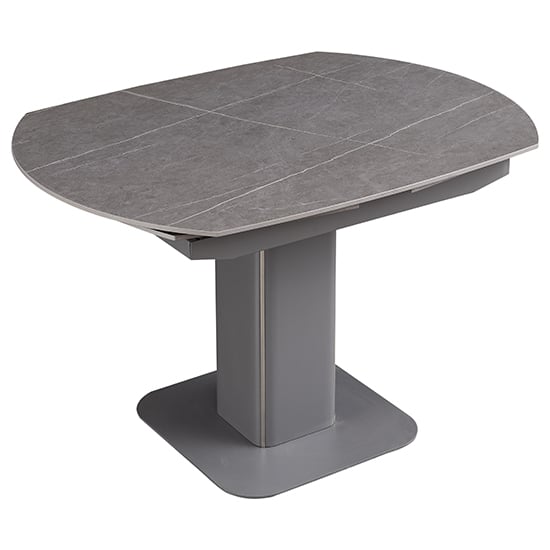 Valera Swivel Extending Ceramic Dining Table In Dark Grey
