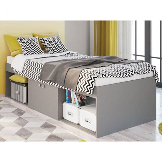 Read more about Valerie kids low sleeper cabin storage bed in grey