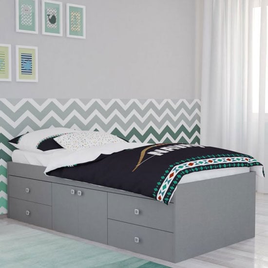 Product photograph of Valerie Kids Single Bed In Grey With 2 Doors And 4 Drawers from Furniture in Fashion