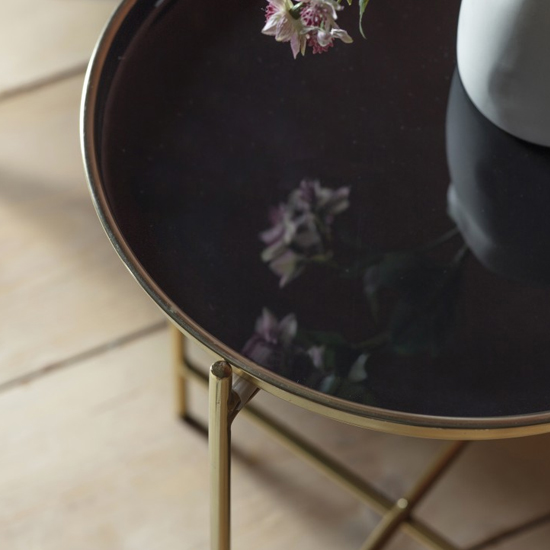 Valessa Round Metal Side Table In Black And Gold_2
