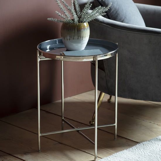 Valessa Round Metal Side Table In Dark Grey And Silver_1