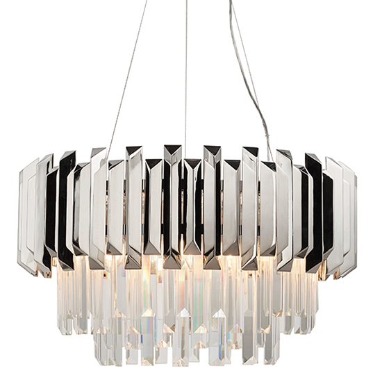 Product photograph of Valetta 6 Lights Glass Crystal Pendant Light In Polished Nickel from Furniture in Fashion