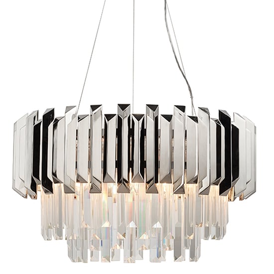 Read more about Valetta 6 lights glass crystal pendant light in polished nickel