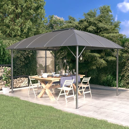 Vali Steel 3m x 4m Gazebo With Arch Roof In Anthracite