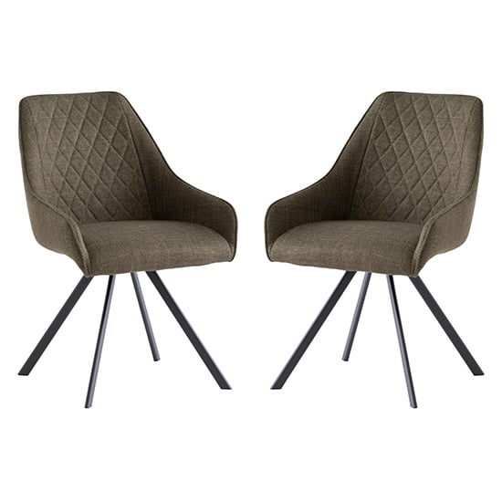 Valko Olive Fabric Dining Chairs Swivel In Pair